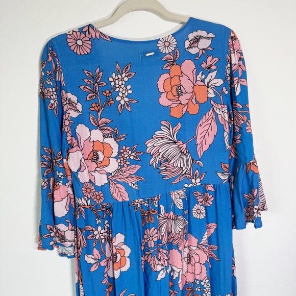 Maaji Floret Myla Kimono Blue Floral Cover Up Maxi Dress Size‎ Small - Picture 12 of 14
